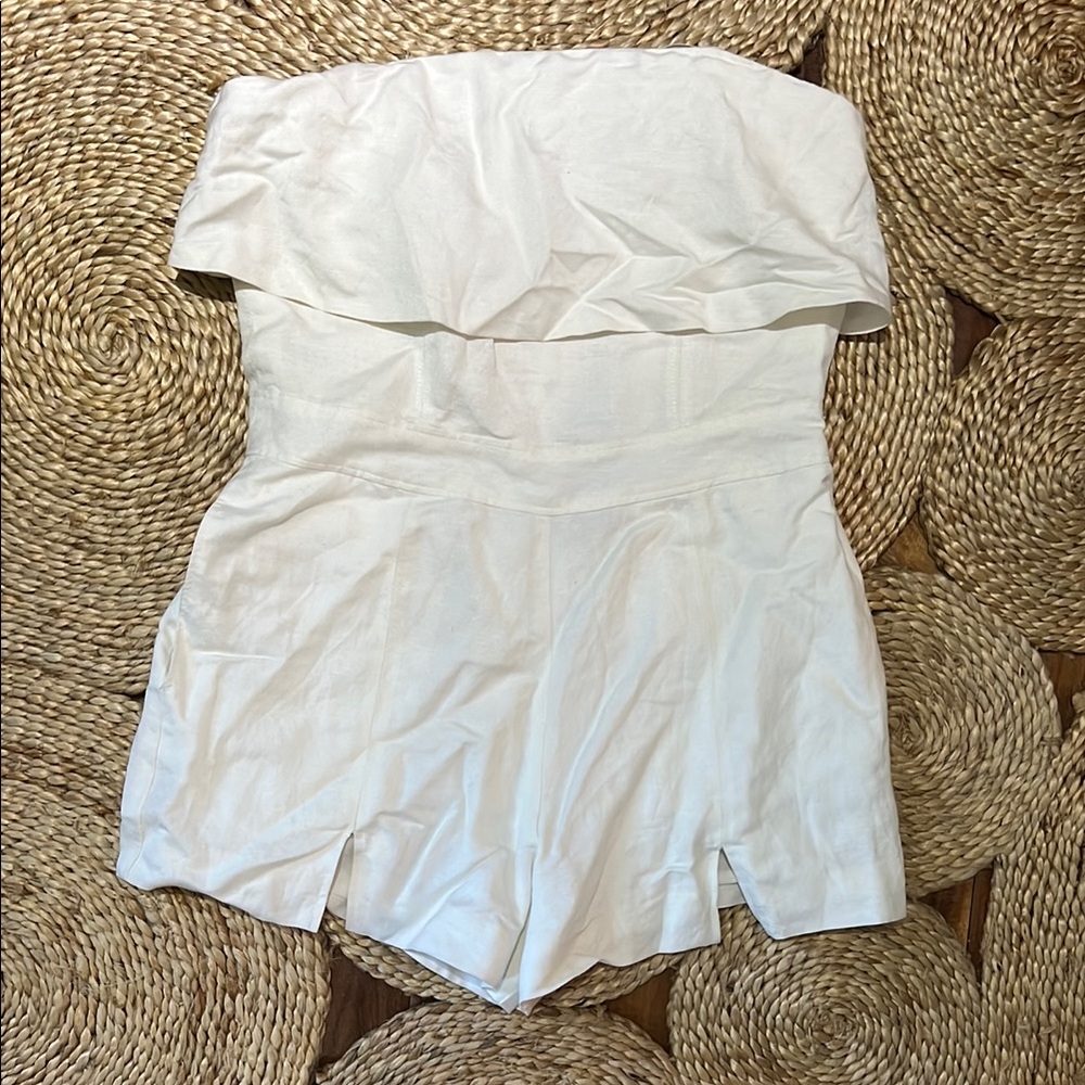 White Strapless Romper